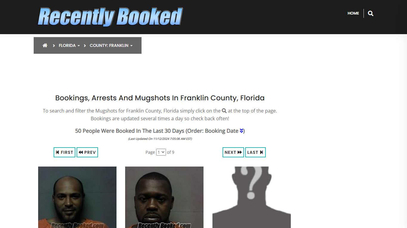 Recent bookings, Arrests, Mugshots in Franklin County, Florida