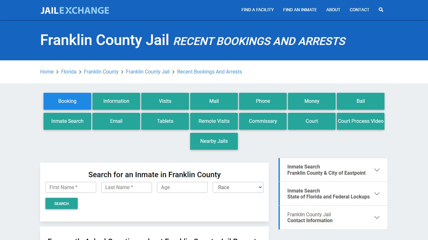 Franklin County Jail FL Recent Arrests and Bookings - Jail Exchange